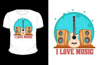 do fashion illustrations for music t shirt design in 5 day