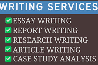 do research and essay writing , business, report case study and article