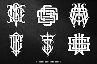 design a custom hand drawn initial letter monogram  logo