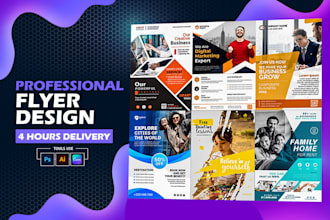 design a professional flyers, posters, brochures, or leaflets in 4 hours
