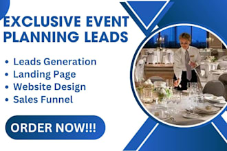 design event planning website wedding planning staffing service landing page