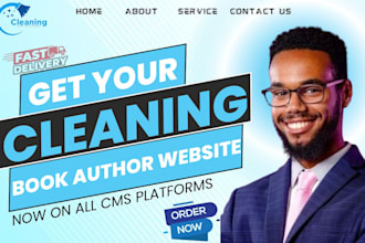 cleaning business website, cleaning service website, book author website
