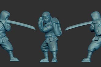 sculpt high quality 3d character miniature, status miniature, 3d blueprinting