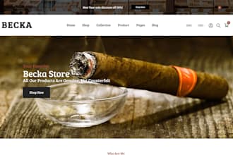 design elegant cigar website, cannabis, vape, cbd, tobacco, cigar shopify store