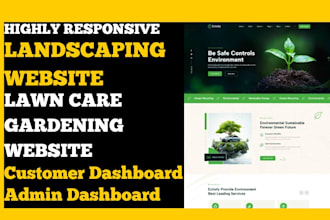 build landscaping wordpress website lawn care gardening website admin dashboard