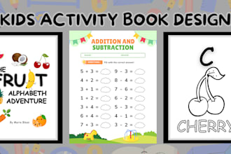 create kids activity book kids workbook, word search crossword and coloring book