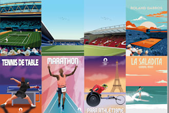 create stadium vector art and sports poster illustration design