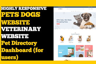 build responsive pet dogs website pet products veterinary website pet directory
