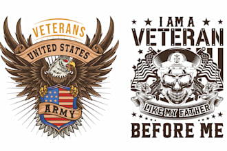 create skull military america veteran logo vector t shirt design