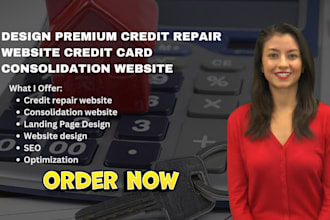 design premium credit repair website credit card consolidation website