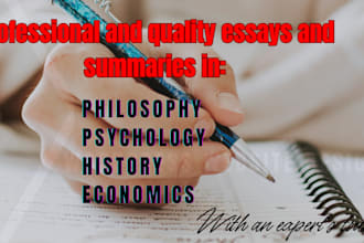 write essays, summaries, philosophy, psychology, history, economics apa paper