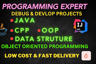 do cpp oop, data structure, python java projects and assignments object oriented