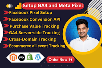setup facebook pixel, conversion API, ga4 ecommerce server side tracking via GTM