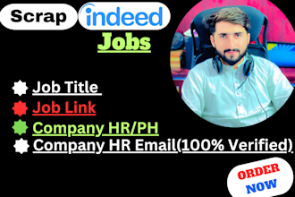 scrape indeed to find recruitment leads, company info, and HR emails