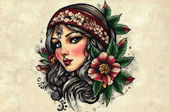 create a traditional or neo traditional tattoo design