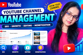 manage your youtube channel for growth, SEO, editing and monetization