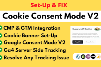 setup cookie consent banner mode v2 for gdpr and ccpa with GTM and ga4 tracking