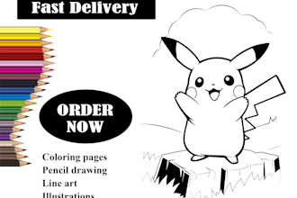 draw custom coloring book page illustrations for children and kids