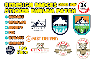 redesign remake recolor badge logo modify fix update change sticker patch emblem
