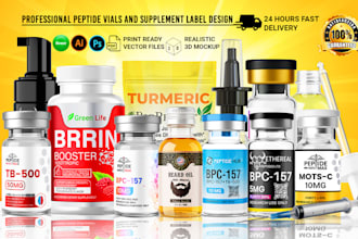 do peptide vial label, vial label design, product label design, amazon listing