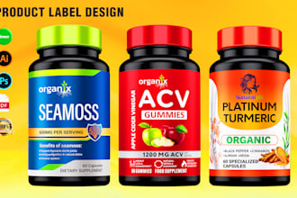 supplement label design, product label packaging