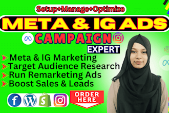 setup facebook and instagram ads expert, meta ads campaigns , meta ads manager