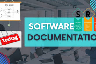 create srs, uml design, use case diagrams, software testing docs