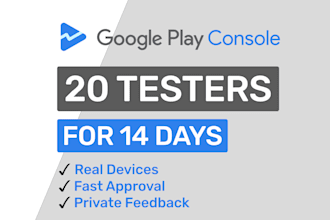 provide 12 or 20 testers for google play closed testing