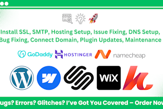 fix website issues, customize websites, SSL, SMTP, hosting, dns, bugs fixing
