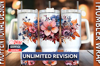 design tumbler wraps with 2d, 3d illustrations