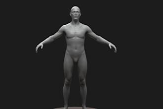 blender realistic 3d modular character, human model,sculpt 3d athletic for print