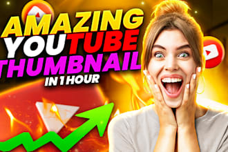 design attractive clickbait and amazing youtube thumbnails in just 1 hour