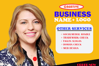 create catchy business name, logo design, slogan and web design for your brand