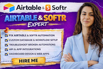setup airtable database, airtable automation, airtable crm clay com softr expert