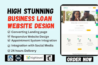 design business loan website payday loan landing page debt settlement website