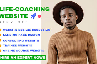 life coaching website, therapy, consulting, business website, landing page