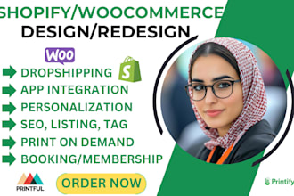setup create shopify woocommerce printful printify design ecommerce pod website