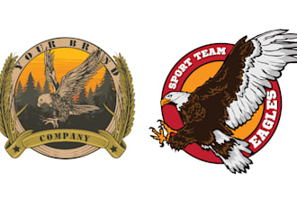 create hand drawn falcon eagle vintage logo with t shirt design