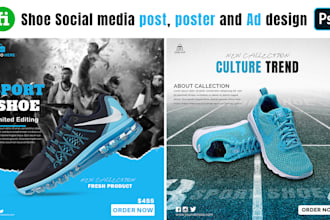 do shoe social media post, poster and ad design