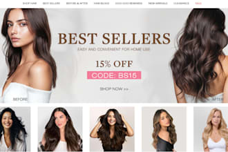 design hair extension shopify store wavy hair straight hair extension website