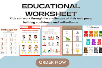 design custom educational worksheets, activity books for kids