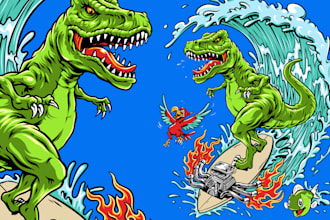 draw fun active illustration for kids