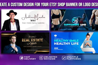 create etsy shop promotional cover, banner or logo