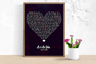 design personalized song lyrics word art with love shape