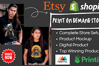 set up etsy shopify print on demand store, shopify etsy print on demand printify