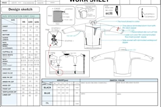 create clothing tech pack, fashion tech pack, flat sketch, fashion illustration