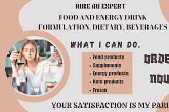 do food and energy drink formulation, dietary, beverages