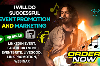 setup, market, promote your eventbrite, linkedin event, facebook, webinar