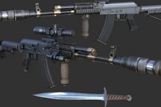 sculpt 3d game weapon, 3d game asset, 3d rendering, 3d sword, blender, 3d gun