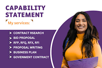 write and design federal government capability statement, government contract